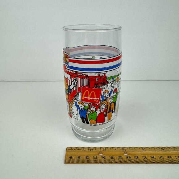 Vtg 1986 McDonalds Mc Vote Clear Drinking Glass Thin Cheese Burger Collectible - Picture 5 of 15